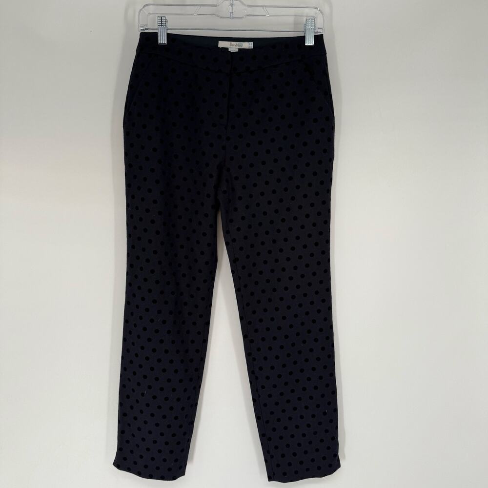 Boden Mirabelle 7/8 Trousers Women's Size 4P Gray Black Polka Dot Straight Leg